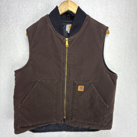 Carhartt Other - Carhartt Sandstone Vest Arctic Quilt Lined Mens Large V02 DKB Dark Brown EUC